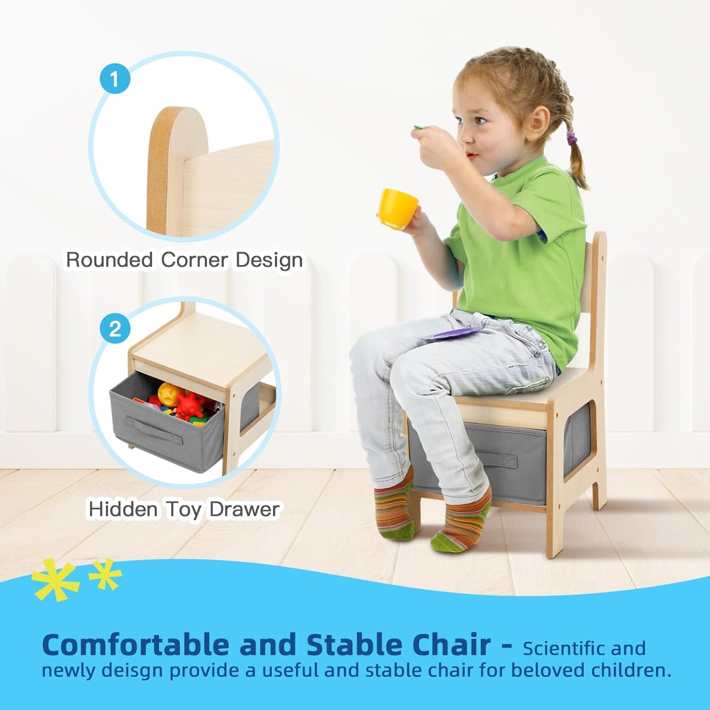 Kids table and chair set OOOK Grey