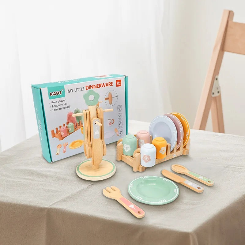 Wooden toy kitchen cutlery set - my little Dinnerware