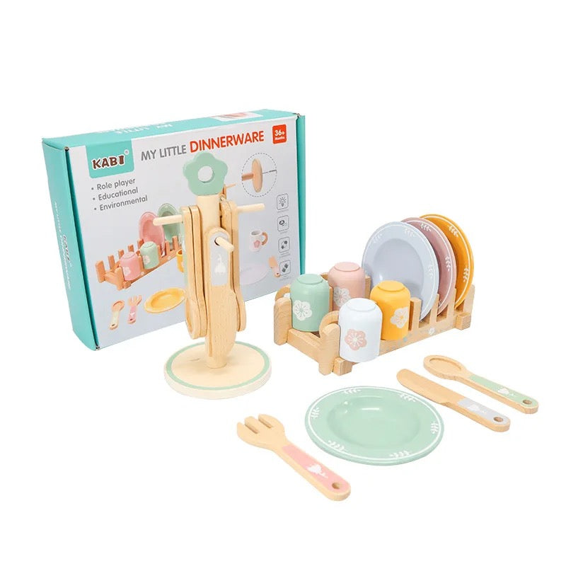 Wooden toy kitchen cutlery set - my little Dinnerware