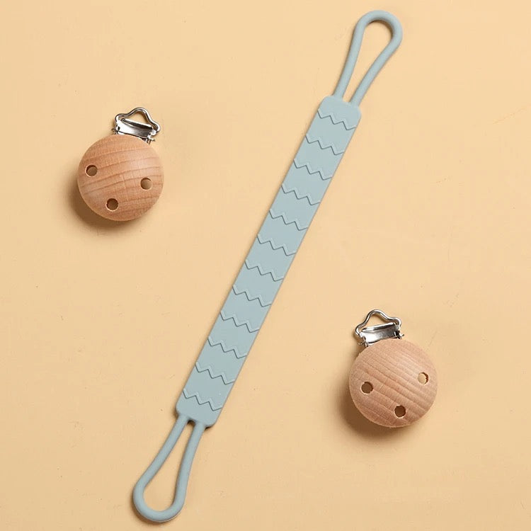 Silicone matching pacifier clip and holder