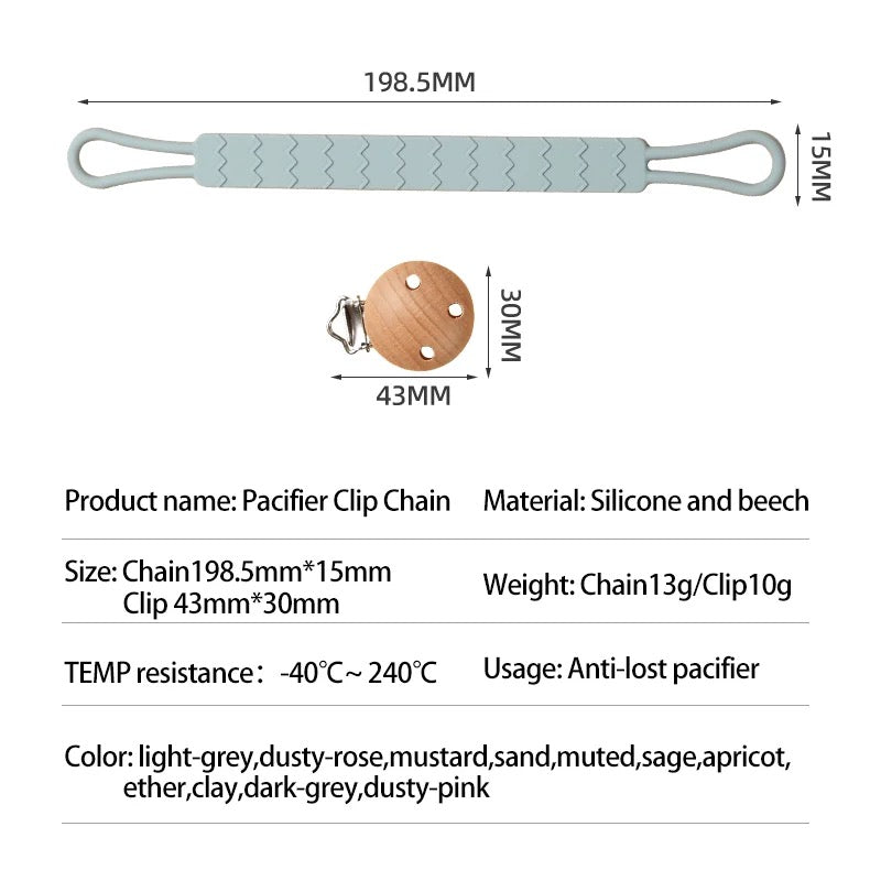 Silicone matching pacifier clip and holder