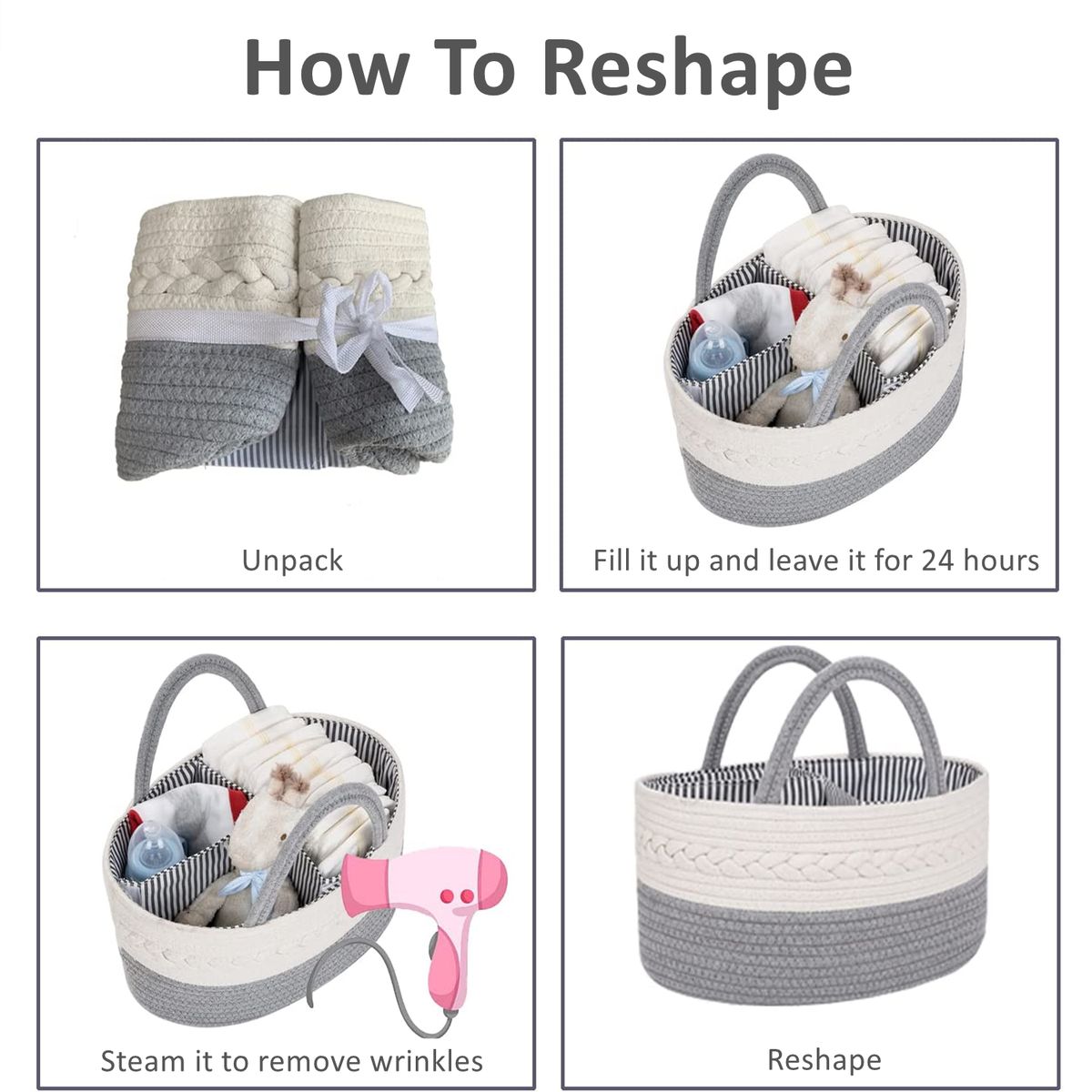 Cotton Rope Diaper Caddy Storage Basket