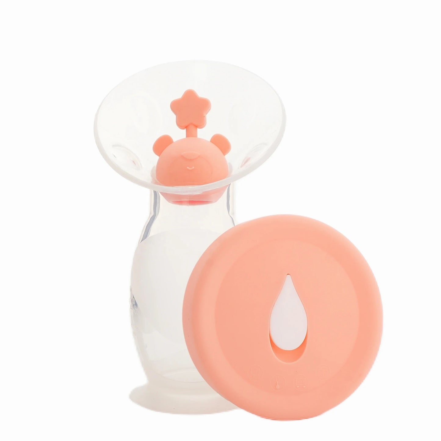 Silicone breast pump with stopper and cover
