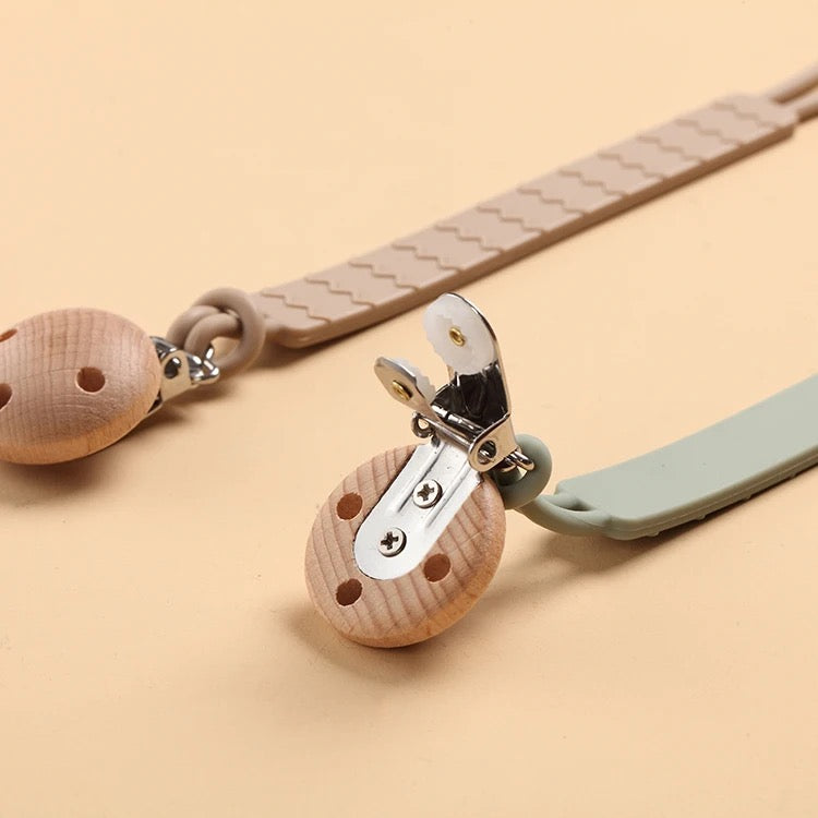 Silicone matching pacifier clip and holder
