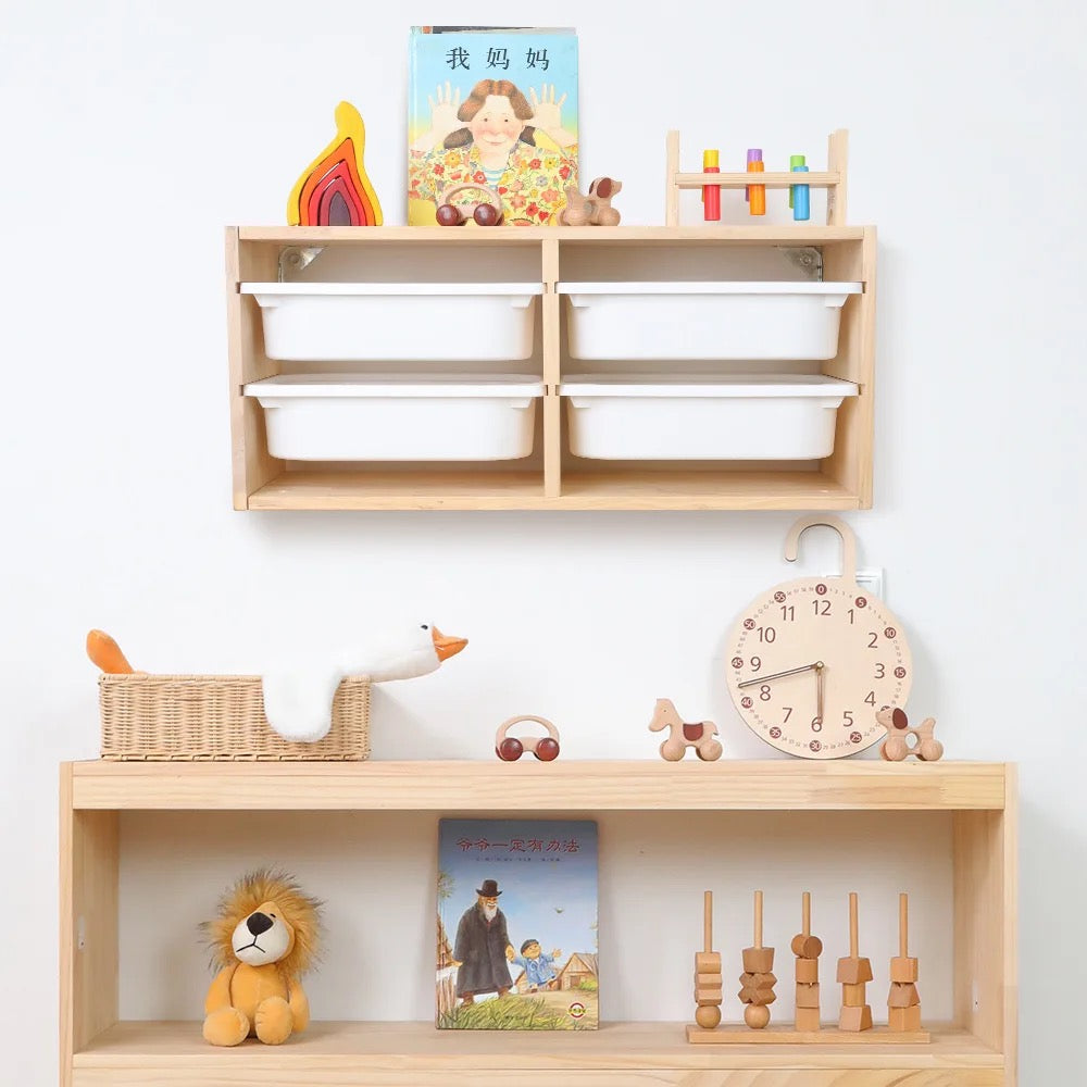 Toy storage with bins 2 - Wall Mounted