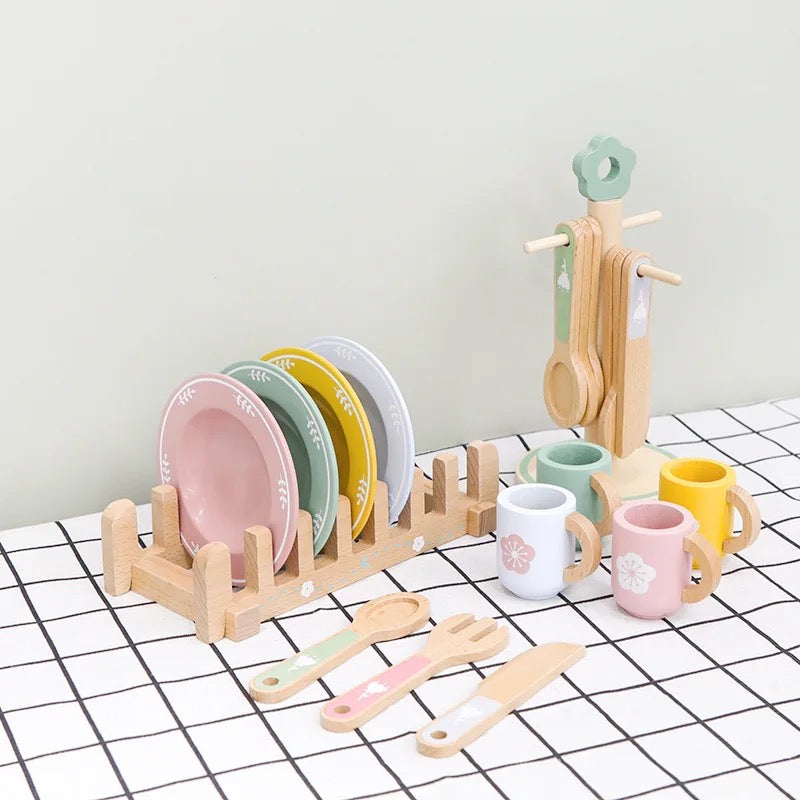 Wooden toy kitchen cutlery set - my little Dinnerware