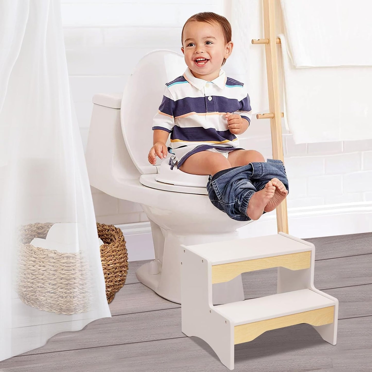 Montessori wooden non slip kids stool