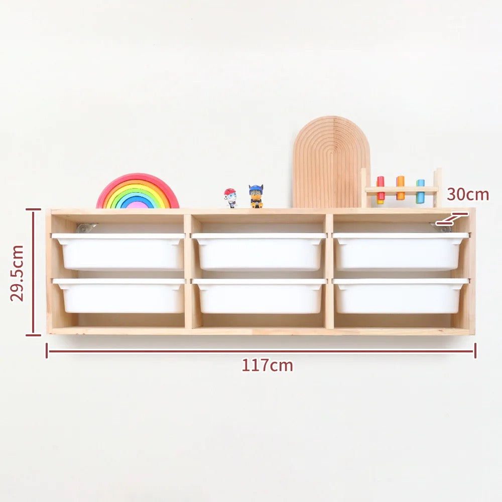 Toy storage with bins 1 - Wall mounted