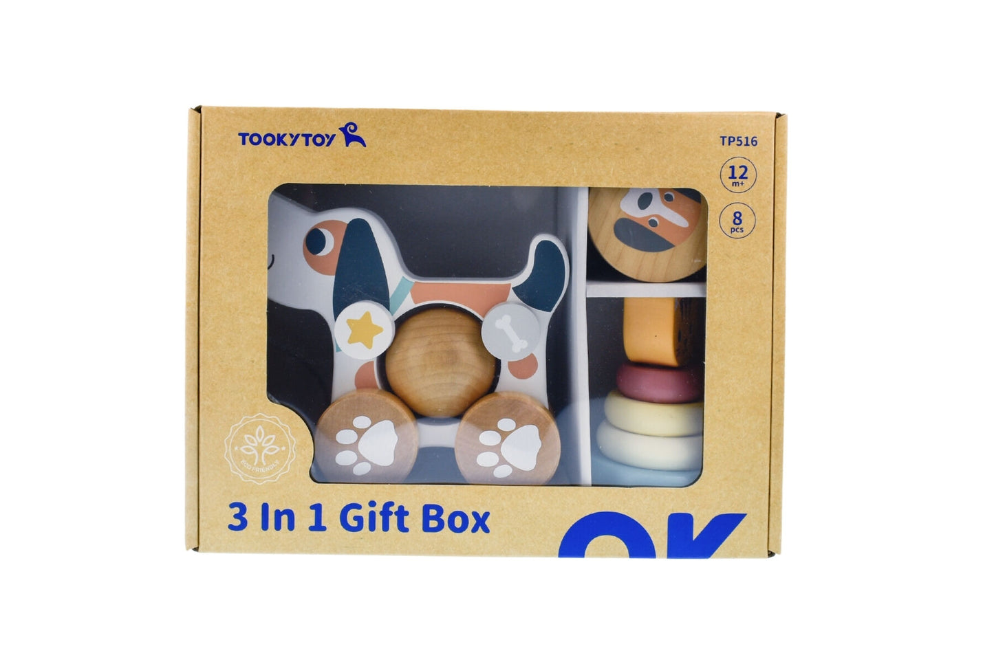 3 IN 1 Wooden baby gift box - Cat & Dog