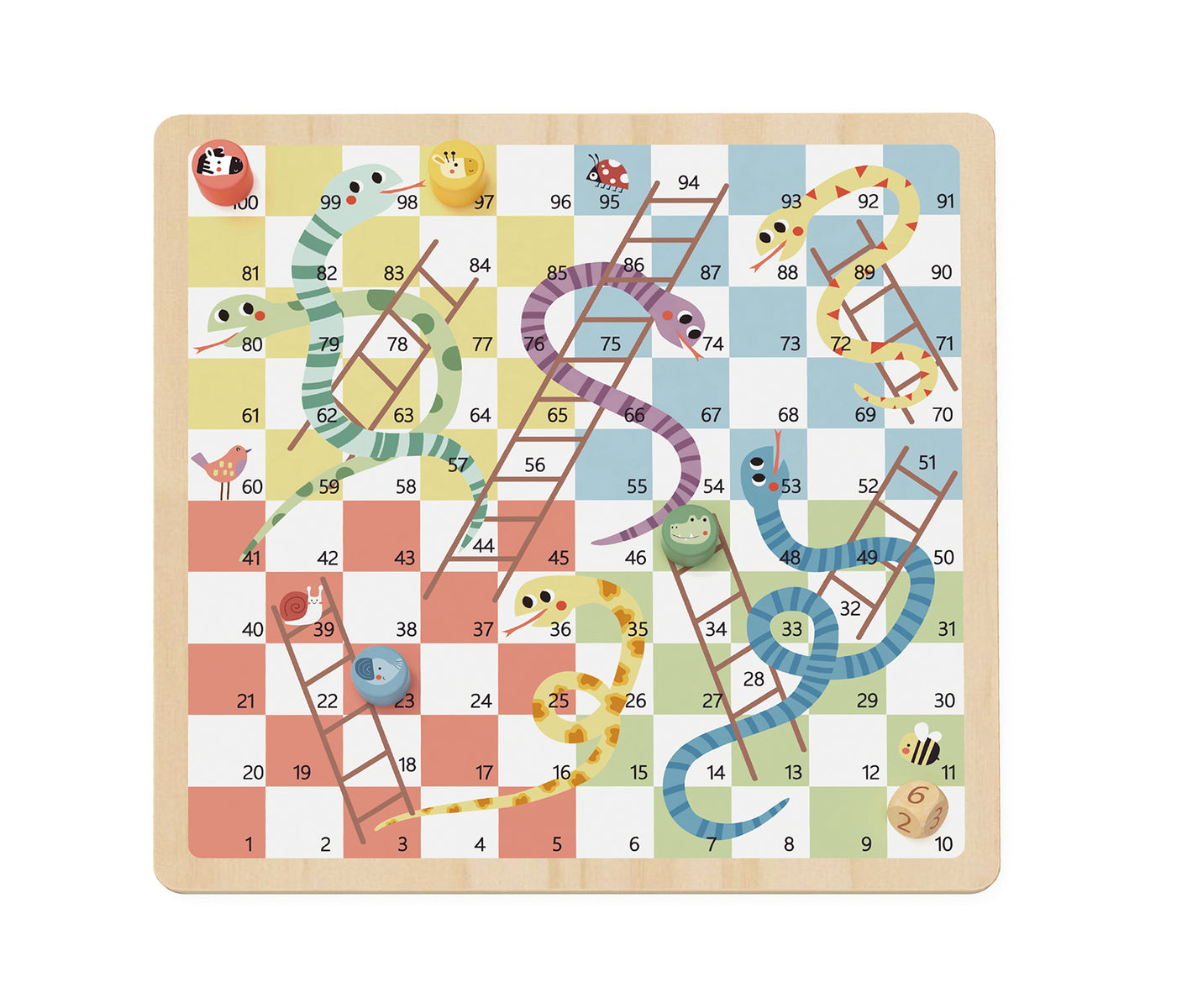 My Forest Friends 2 in 1 Wooden board game - Ludo, snakes and ladder
