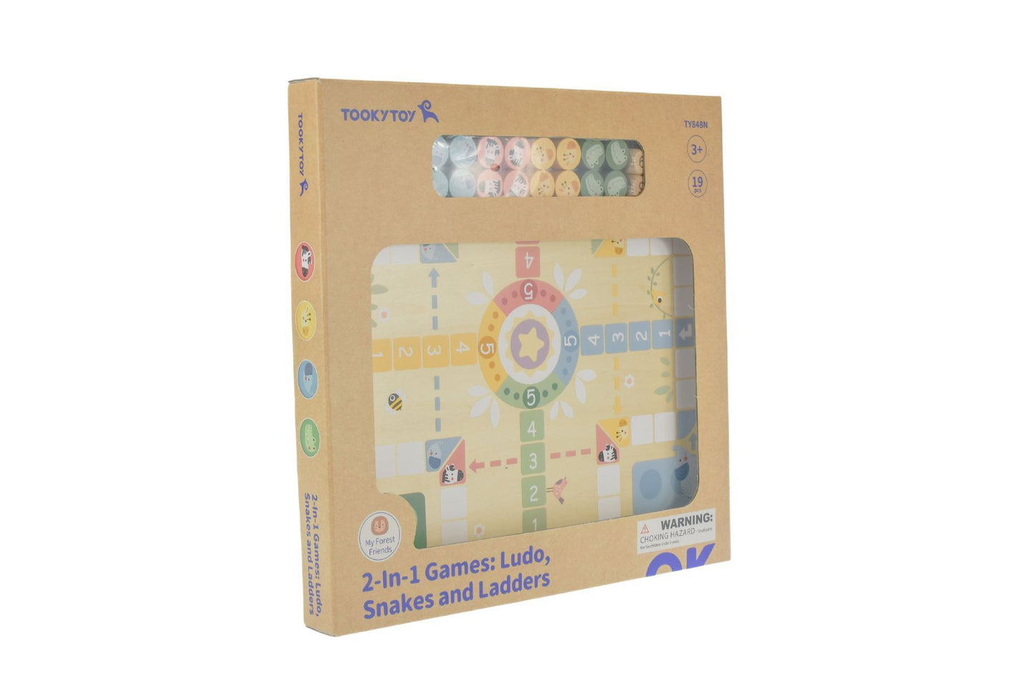 My Forest Friends 2 in 1 Wooden board game - Ludo, snakes and ladder