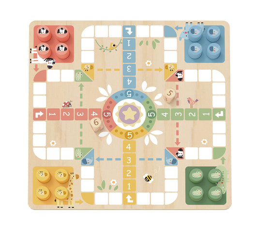 My Forest Friends 2 in 1 Wooden board game - Ludo, snakes and ladder