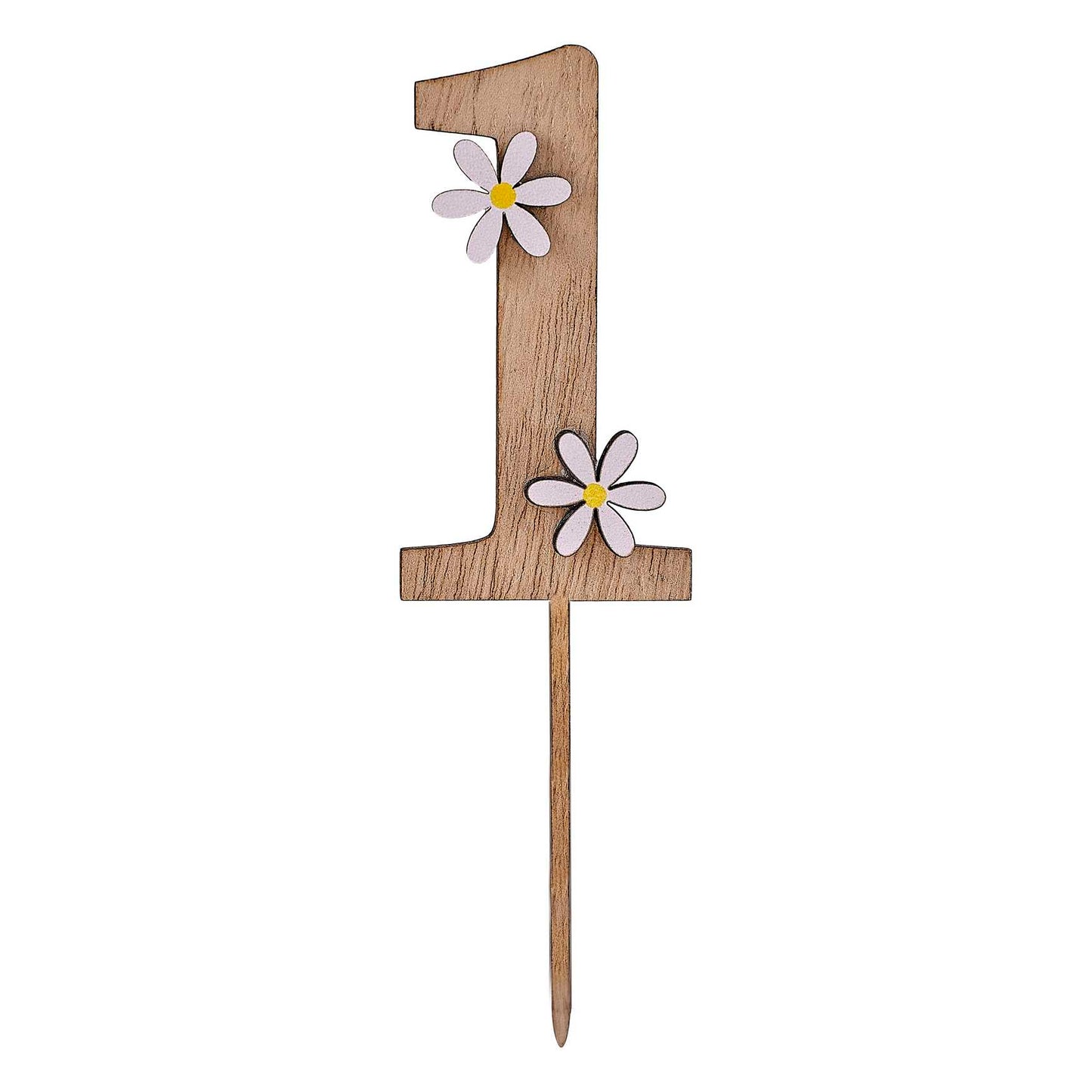 Wooden Daisy 1st Brithday cake topper