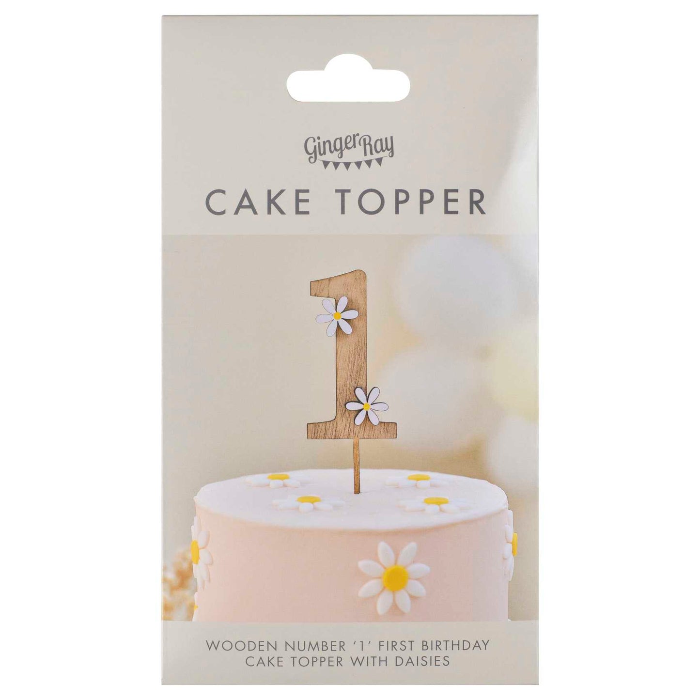 Wooden Daisy 1st Brithday cake topper