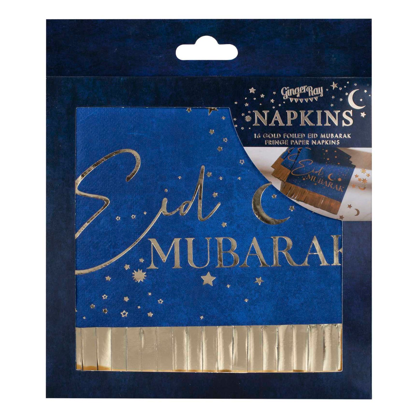 Navy & Gold Eid Mubarak Fringe Napkin