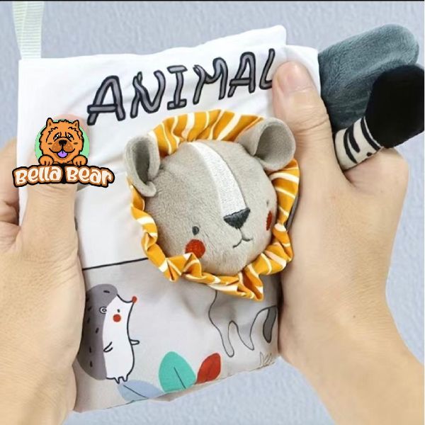 Animal Lion - Soft Baby Toddlers Sensory Crinkle Book & BellaBear Wristband