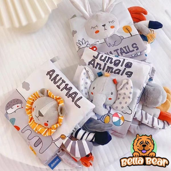 Animal Lion - Soft Baby Toddlers Sensory Crinkle Book & BellaBear Wristband