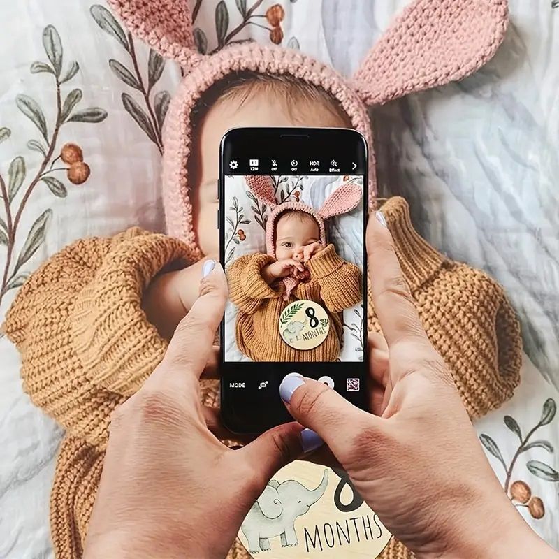 7 Wooden Monthly Animals Milestone Cards