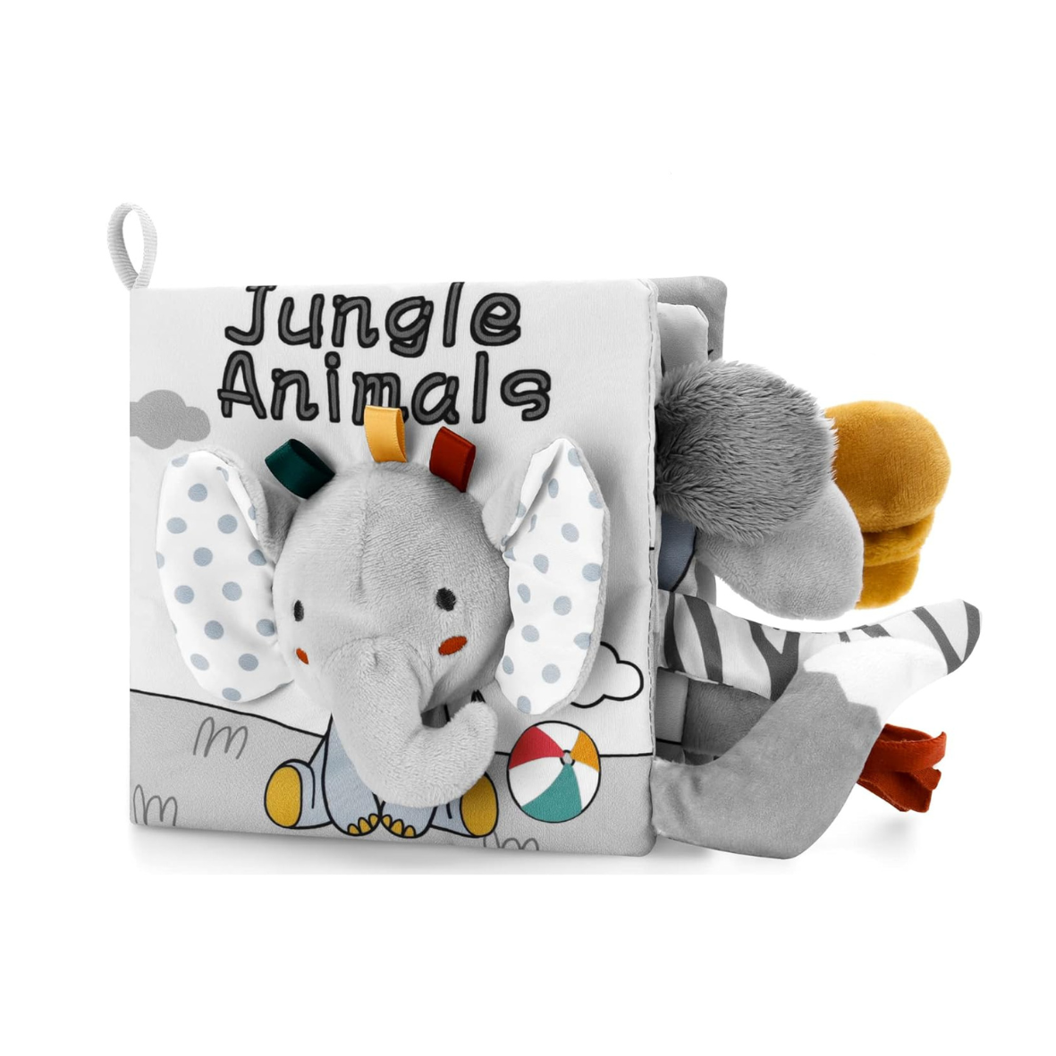 First Year 3D Animals Tails Sensory Crinkle Book - Elephant