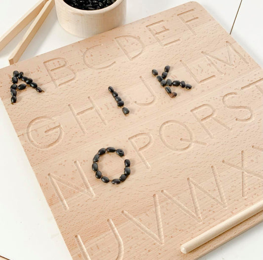 Double sided alphabet tracing board