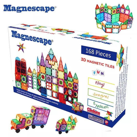 Magnescape Magnetic building blocks & tiles - 168 Piece
