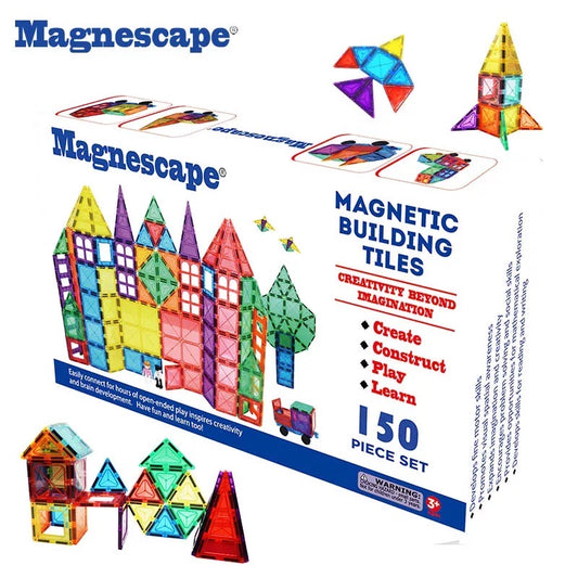 Magnescape Magnetic building blocks & tiles - 150 Pieces