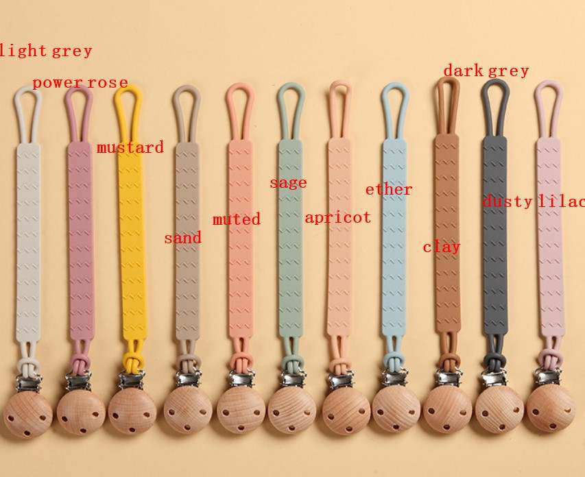 Silicone matching pacifier clip and holder